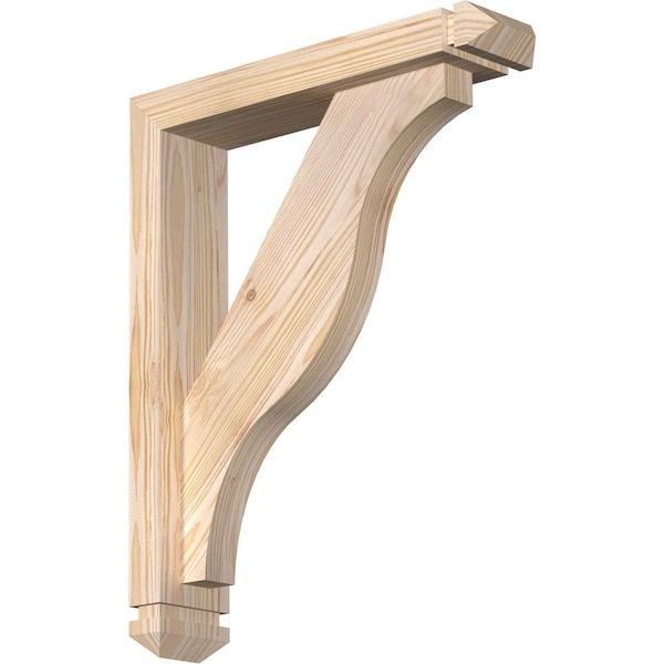 Ekena Millwork Funston Arts and Crafts Smooth Bracket w/ Offset Brace, Douglas Fir, 3 1/2"W x 16"D x 20"H BKT0402X16X20FST03SDF - main